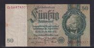 Deutsches Reich, Drittes Reich, 50 Reichsmark Ro.175b, DEU-210b, Friedensdruck, Wz. Kopf, Udr. Bst. F, Serie: Q, -