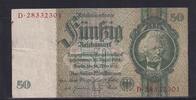 Deutsches Reich, Drittes Reich, 50 Reichsmark Ro.175c, DEU-210c, Zwischenform, Wz. Kopf, Udr. Bst. L, Serie: D, KN rot, -