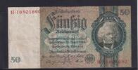 Deutsches Reich, Drittes Reich, 50 Reichsmark Ro.175b, DEU-210b, Friedensdruck, Wz. Kopf, Udr. Bst. A Serie: H, -