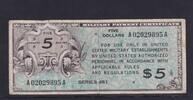 USA, Militärgeld 5 Dollars Military Payment Certificate Serie: 461, -
