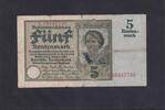 Weimarer Republik, Rentenbank, 5 Rentenmark Ro.164b, DEU-209b, KN 8 stellig, KN rot, -