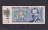 Tschechoslowakei, 1000 Kronen Serie. C 88, mit Klebemarke, -