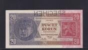 Tschechoslowakei, 20 Kronen mit SPECIMEN, Serie: Fg, -