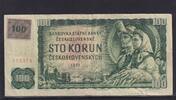 Tschechoslowakei, 100 Kronen mit Klebemarke, -