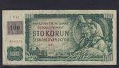 Tschechoslowakei, 100 Kronen mit Klebemarke, -