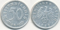 Deutsches Reich,Drittes Reich, 50 Reichspfennig J.372 Alu, -
