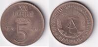 Deutschland, DDR, 5 Mark 20 Jahre DDR, -