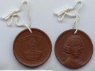 DDR Plakette Hainichen 800 Jahre, Meissen braunes Böttger Steinzeug -