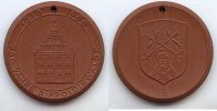 DDR Plakette Dippoldiswalde 750 Jahre, Meissen braunes Böttger Steinzeug -