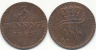 Altdeutschland 3 Pfenninge Mecklenburg-Schwerin -