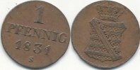 Altdeutschland 1 Pfennig Sachsen -
