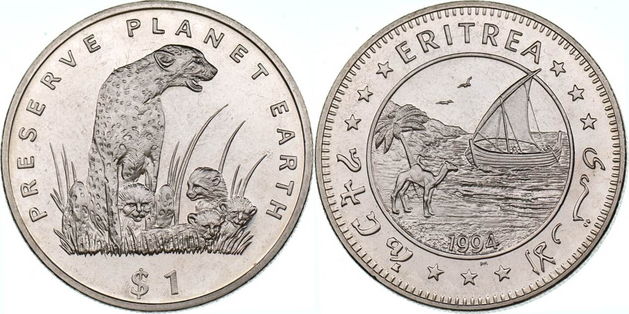 1 доллар драмом. Эритрейская накфа монета. Эритрея валюта. Монета 1 доллар Эритрея Планета земля. Монета с гепардом 10 долларов.