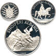 Albanien 410 Leke Ag & Au 1968 Set, KMS, 500. Jahrestag von Skanderbegs Tod, Silber & Gold, RR BU Proof, original Box