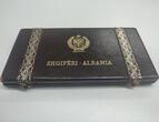 Albanien 410 Leke Ag & Au 1968 Set, KMS, 500. Jahrestag von Skanderbegs Tod, Silber & Gold, RR BU Proof, original Box