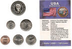 USA 1 Dollar + KMS KMS USA 1 Cent - Quarter Dollar, Liberia 1 Dollar, Arnold Schwarzenegger -
