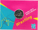 Großbritannien 50 Pence Elizabeth II, 1952 - 2022, 4. Portrait, Wrestling, Llantrisant -