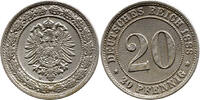Deutschland 20 Pfennig Wilhelm I., 1871 - 1888, Typ 1, großer Schild, München -