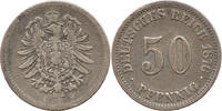 Deutsches Kaiserreich 50 Pfennig Wilhelm I., 1871 - 1888, Typ 1, großer Schild, Hamburg -