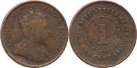 Straits Settlements 1 Cent Edward VII, G. W. de Saulles, British Malaysia, Calcutta / Murshidabad mint -