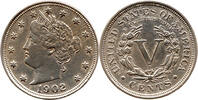 USA 5 Cent United States Mint of Philadelphia, Liberty Nickel, mit CENTS -