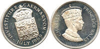 Vereinigtes Königreich Silbermedaille - 1 Florin Krönung Prinz Charles von Wales, Juli 1969, INVESTITURE CAERNARVON, -