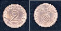 Drittes Reich 2 Pfennig 1936 A Vorz&uuml;glich - Stempelglanz 20,00 EUR  Excl. 5,00 EUR Verzending