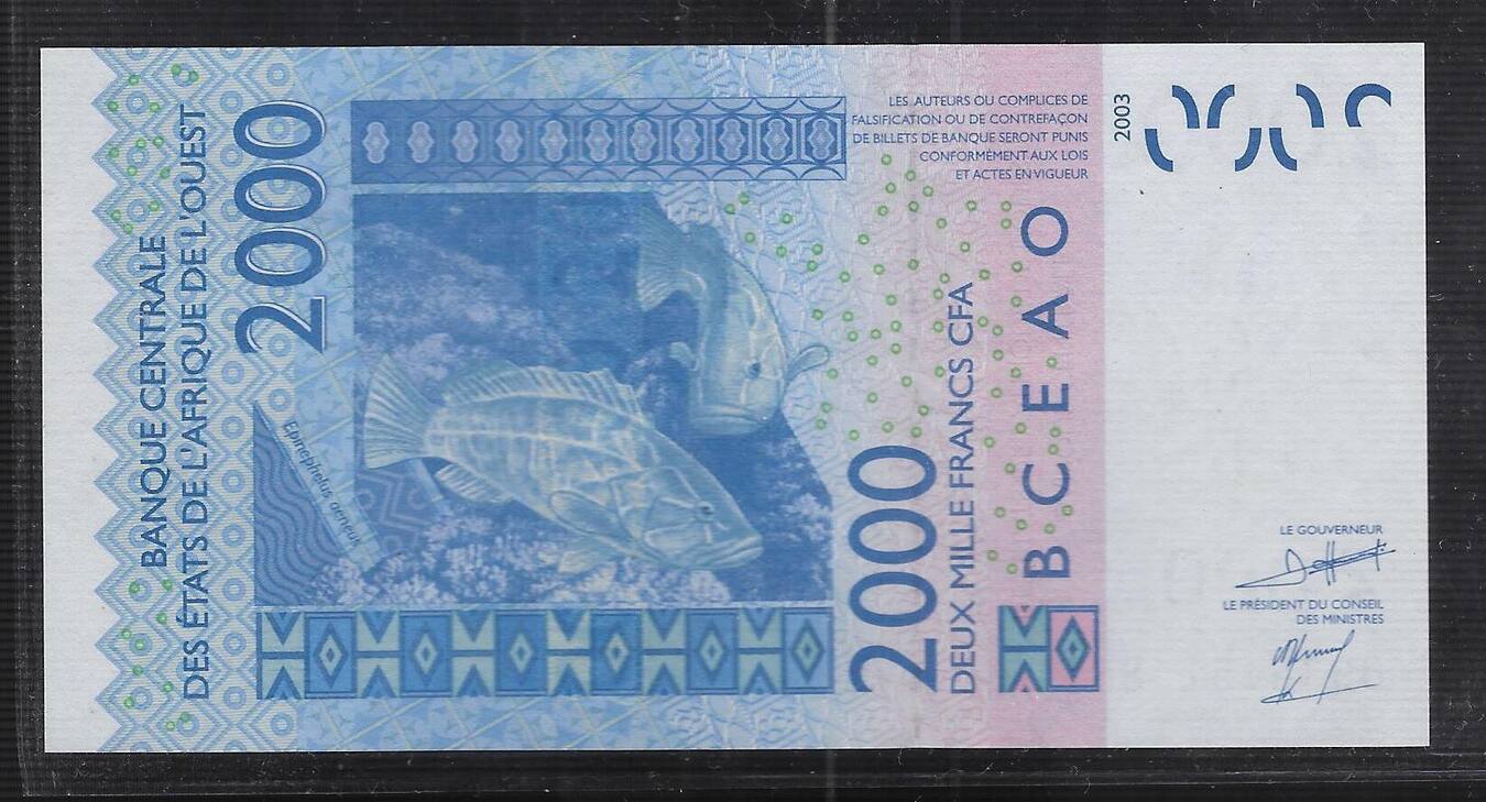 BANQUE CENTRALE DES ÉTATS DE LAFRIQUE DE LOUEST 2000 Francs (20)09 A=CÔTE  DIVOIRE. Fast vorzüglich | MA-Shops