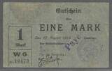 France. ELSÀSS. ALSACE. 1 Mark. 17/08/1914. Filature et Tissage KOECHLIN G.m.b.H. (SARL) in Weiler bei Thann i. Elsass. Gutes F.