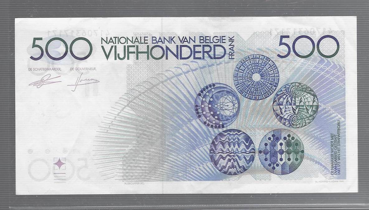 Belgique 500 francs/frank (1982) Constantin Meunier. Serie: 417