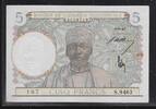 5 Francs 06.05.1942 AFRIQUE OCCIDENTALE FRANÇAISE Banque de France Nummerieriung. Numérotation BdF.  Alphabet: S.9463  . Gutes vorzuglich(Fleck u...
