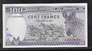 RWANDA 100 Francs Serie: Z . Zebras. Zèbres . -