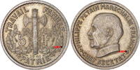 FRANCE . 5 Francs. MARÉCHAL PÉTAIN. ESSAI(Probe) Nickelbronze 1.Typ .Bronze nickelé 1er type. -