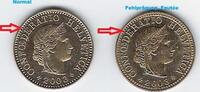 SVIZRA. SVIZZERA. SCHWEIZ. SUISSE . 5 Rappen Tête d'Helvetia, fautée (listel). Helvetia Kopf, Fehlprägung( Rand). -