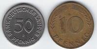 DEUTSCHLAND/ALLEMAGNE 10 und 50 Pfennig ABART. FAUTÉES. 2 Monnaies. 2 Münze . -
