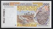 BCÉAO. 1000 Francs .K=SÉNÉGAL. Signature: 27 . -