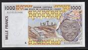 BCÉAO. 1000 Francs .K=SÉNÉGAL. Signature: 27 . -