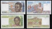 MADAGASIKARA / MADAGASCAR 500 Francs/100 Ariary. 1000 Francs/200 Ariary. Junge Frau, Junger Mann aus Madagaskar. Jeune femme, jeune homme de Madagascar. -