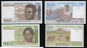 MADAGASIKARA / MADAGASCAR 500 Francs/100 Ariary. 1000 Francs/200 Ariary. Junge Frau, Junger Mann aus Madagaskar. Jeune femme, jeune homme de Madagascar. -
