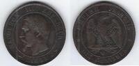 FRANCE . 10 Centimes NAPOLÉON III. Ohne Lorbeerkranz. Tête nue. Hundekopf. Chien . -