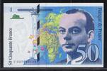 50 Francs 1997 FRANCE . ANTOINE de SAINT- É EXUPÉRY.  Serie: F 037 .  FAUTÉ.  Druck verschoben  . Fast NEU/I-