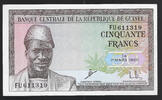 50 Francs. 01/03/1960. RÉPUBLIQUE de GUINÉE. 1er Président AHMED SÉKOU TOURÉ . Serie: FU . sehr schön/vorzuglich.
