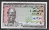 50 Francs. 01/03/1960.(1963). RÉPUBLIQUE de GUINÉE. 1er Président AHMED SÉKOU TOURÉ . Serie: HA. sehr schön/vorzuglich.