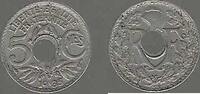 FRANCE. 5 Centimes. Lindauer. Trou décentré. Außermittiges Loch . -