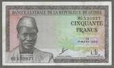 GUINÉE/GUINEA. 50 Francs. (1963) AHMED SÉKOU TOURÉ. 1er Président de la République de Guinée. Serie HG . VF.(Verschmutzungen).
