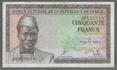 GUINÉE/GUINEA. 50 Francs. AHMED SÉKOU TOURÉ. 1er Président de la République de Guinée. Serie JA. -