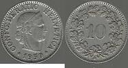 SVIZRA, SVIZZERA, SUISSE, SCHWEIZ. 10 Rappen. Défaut de coin. Fehlprägung . -