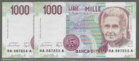 ITALIA/ITALIE. 1000 Lire. MARIA MONTESSORI. Serie: HA/A . 2 NOTES . -