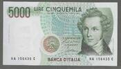 ITALIA/ITALIE. 5000 Lire. VINCENZO BELLINI. Serie: HA/C . -