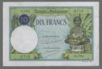 10 Francs. (1948) MADAGASIKARA/MADAGASCAR . Junge Frau mit Frurtschale.  Jeune femme présentant une coupe de fruits. Gutes sehr schön .