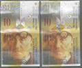 10 Francs. (20)00. SVIZRA, SVIZZERA, SUISSE, SCHWEIZ. LE CORBUSIER . 8ème série. Serie: C . fortlaufende Nummern. Consécutifs  . vorzüglich.
